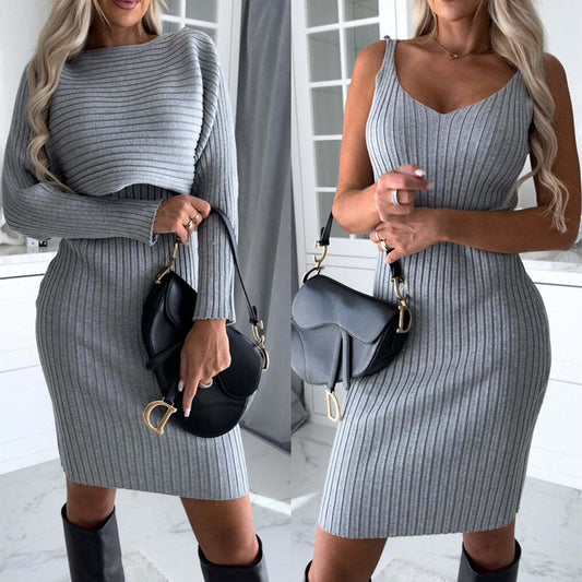 Solid Stripe Top & Skirt